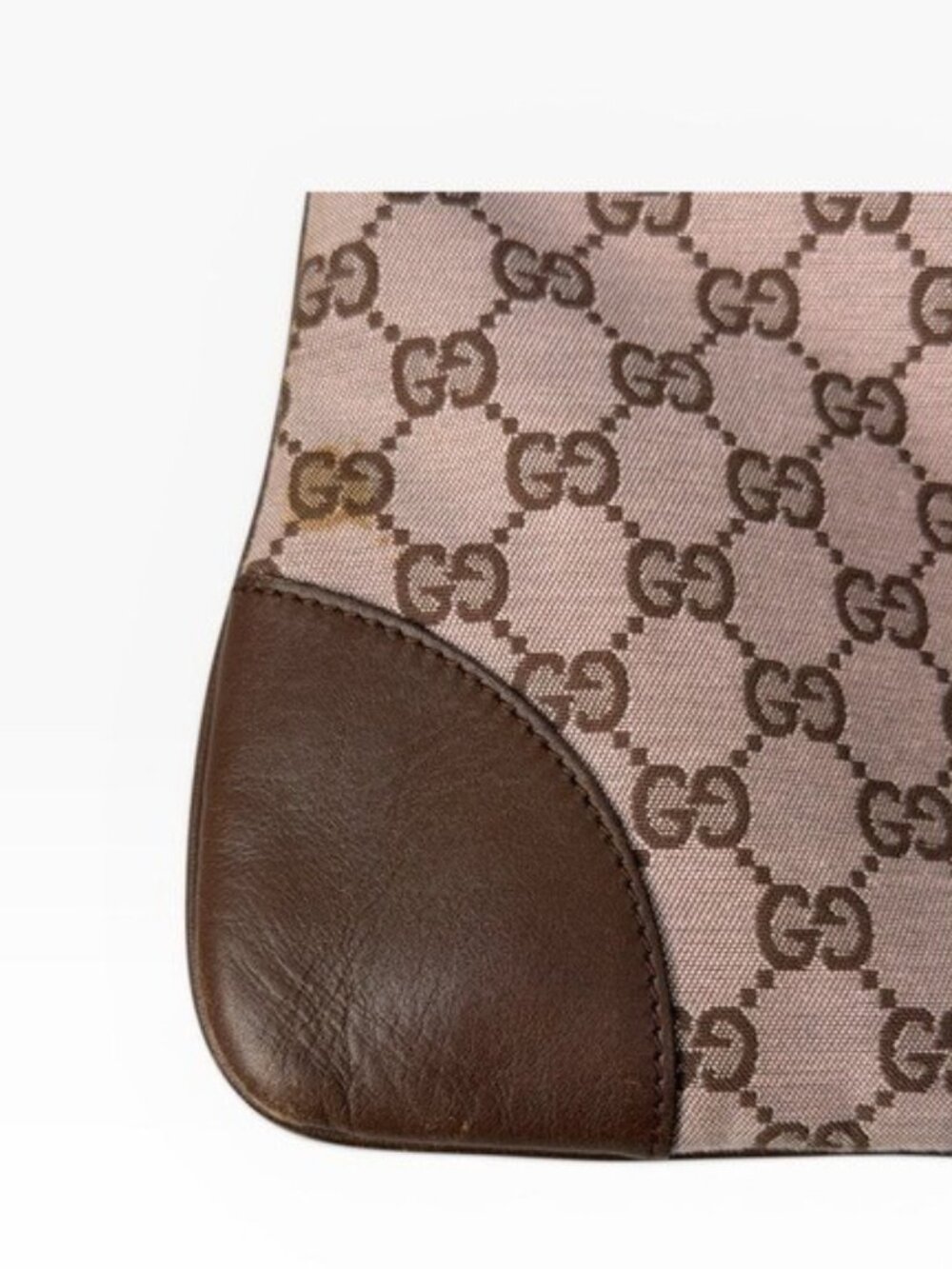 Gucci Jackie GG Monogram Brown Canvas Leather Trim Shoulder Bag - Picture 11 of 16